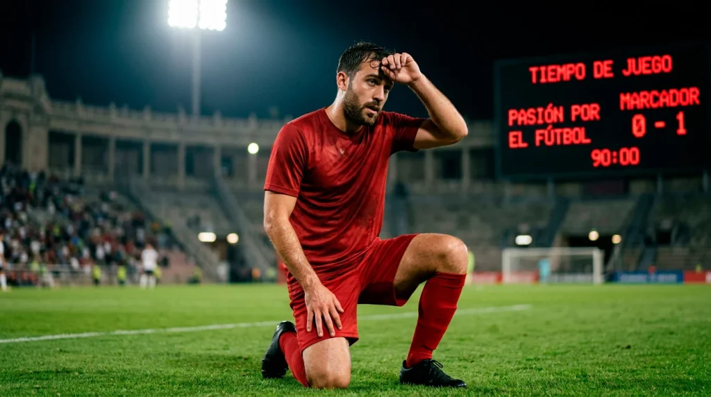 Jugador con camiseta roja del Liverpool en el césped de Anfield bajo las luces del estadio