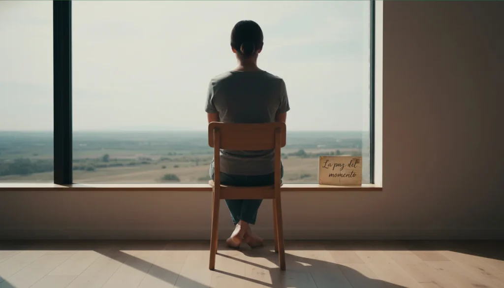 Persona sentada junto a una ventana con las manos cruzadas en actitud reflexiva